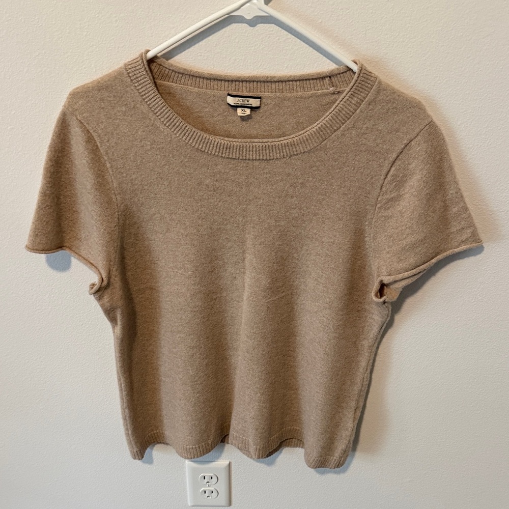 J. Crew Taupe Short Sleeve Crewneck Knit Tee